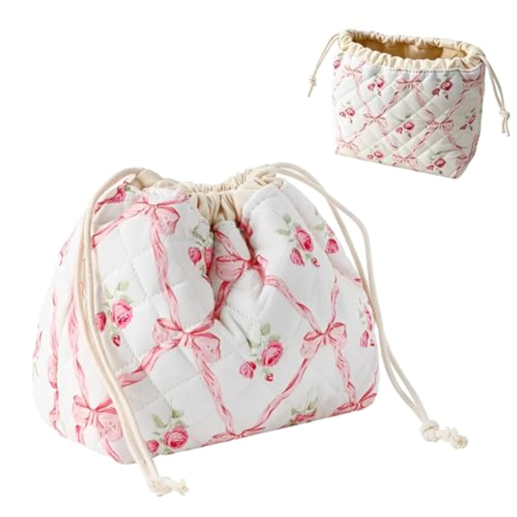 Small Canvas Makeup Pouch with Drawstring Closure